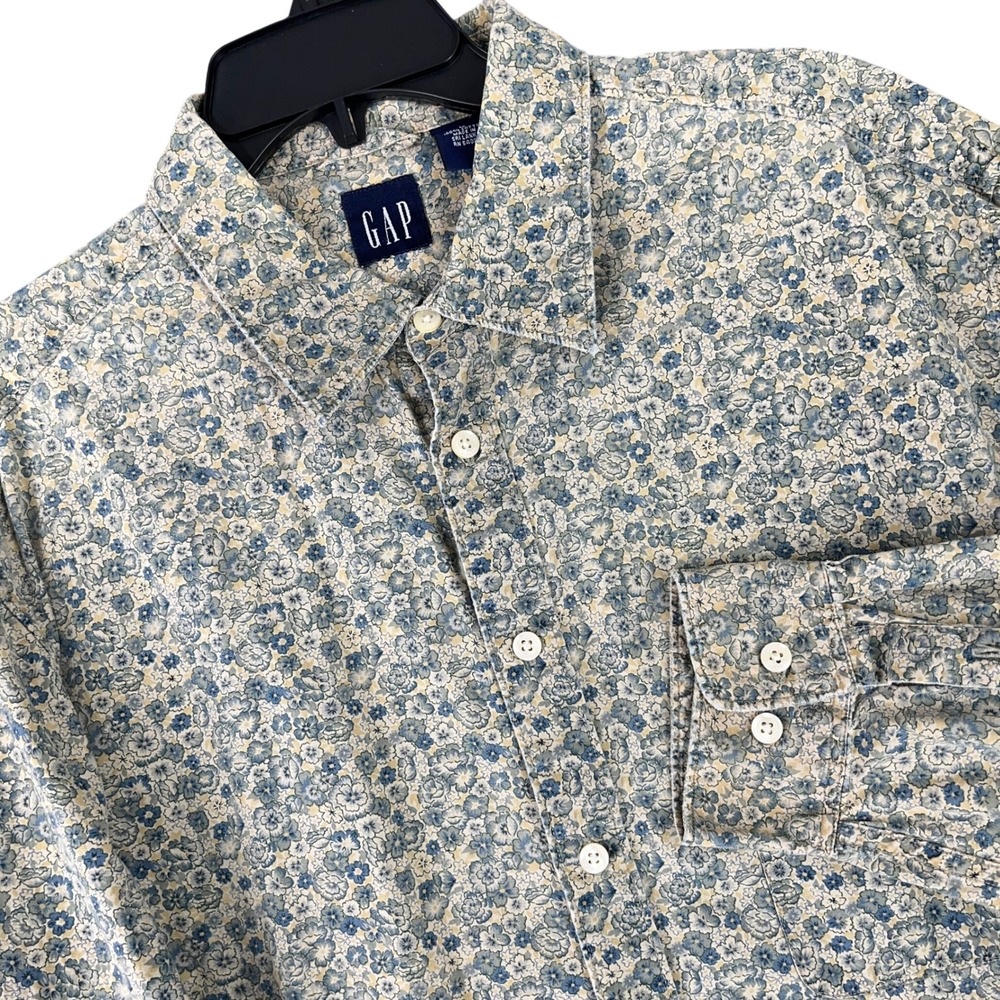 Gap Floral Shirt Men L Cotton Pocket Heritage Relaxed Classic Woven Utility‎